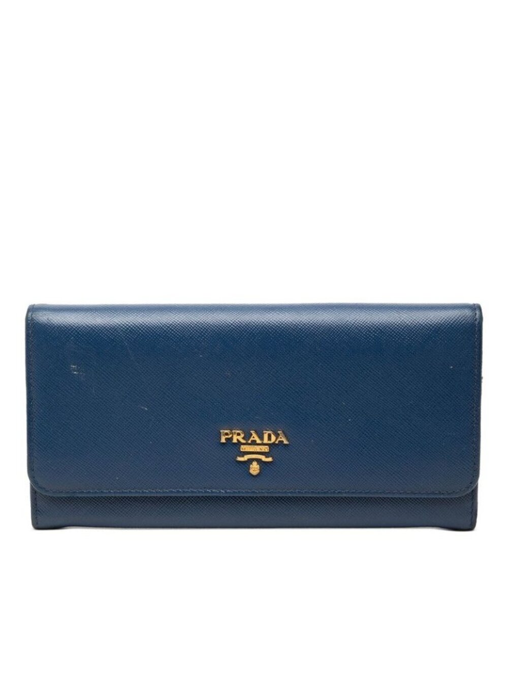 Prada Bifold Wallet Blue Saffiano Leather